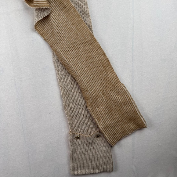 Michael‎ Kors Knit Scarf w Button Detail Tan Cream Metallic Gold Accent - Picture 4 of 12